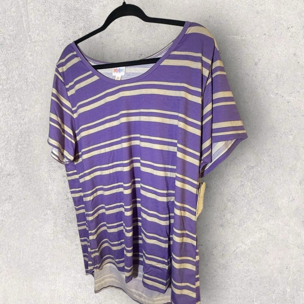 LuLaRoe Classic T - NWT- 3XL- Purple And White Striped Print